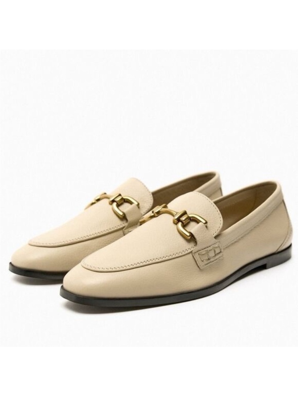 ZARA split leather loafers with chain detail